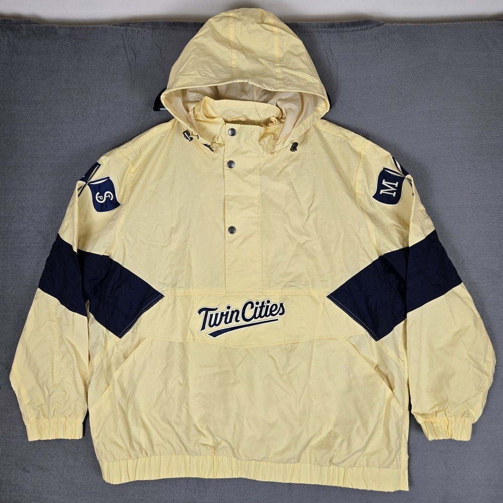 Minnesota‎ Twins Zip Starter Jacket Mens 3XL Pullover 1/4 Windbreaker Colorblock